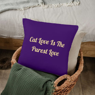 Cat Love Purest Personalise Cute Funny Cool Purple Cushion