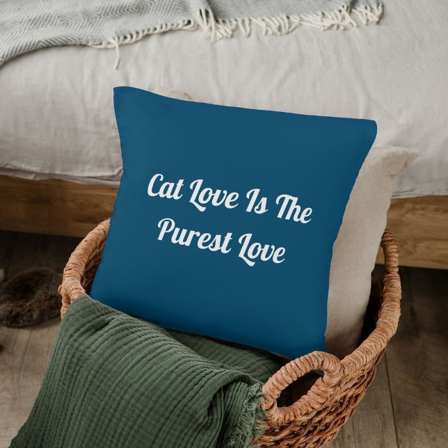 Cat Love Purest Personalise Cute Funny Ocean Blue Cushion (Creator Uploaded)