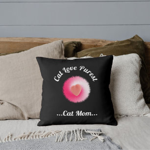 Cat Love Purest Personalise Cute Funny Quote Black Cushion