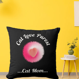 Cat Love Purest Personalise Cute Funny Quote Black Cushion