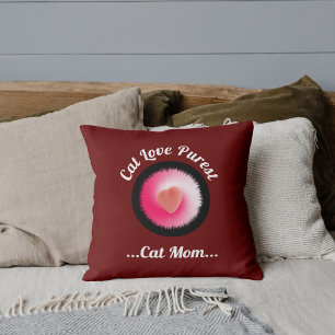 Cat Love Purest Personalised Funny Quote Dark Red Cushion