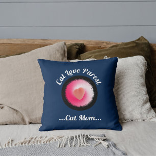 Cat Love Purest Personalised Funny Quote Navy Blue Cushion