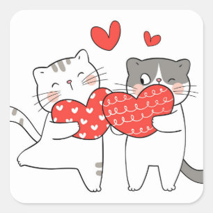 Cat Love Square Sticker