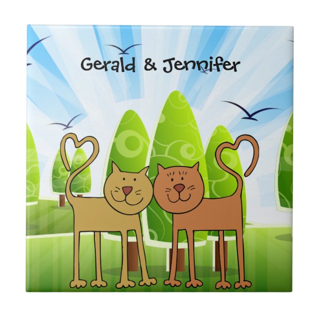 Cat Love trivet/tile template, ready to customise Tile (Front)