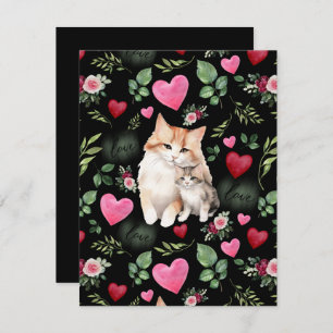 Cat Love Valentine’s Day Card in Black