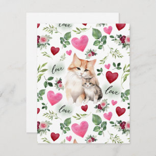 Cat Love Valentine’s Day Card in White