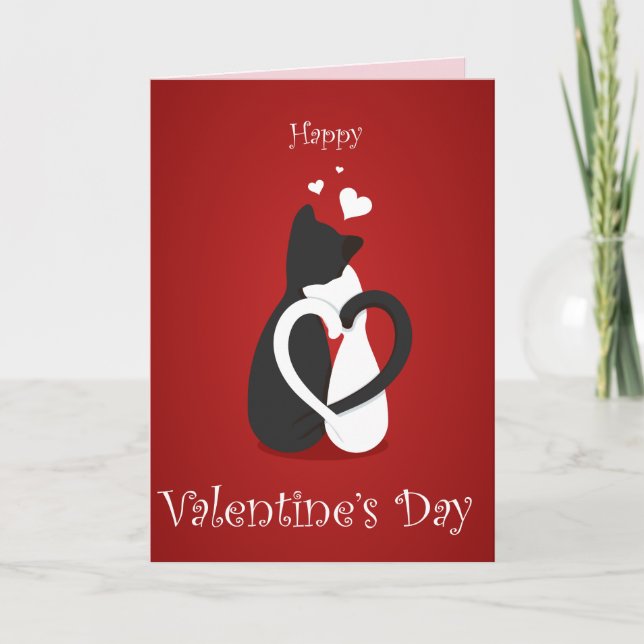 Cat love valentines day greeting card (Front)