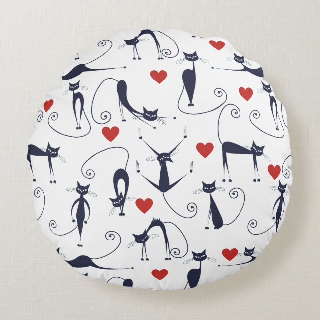 Cat love world round cushion (Front)