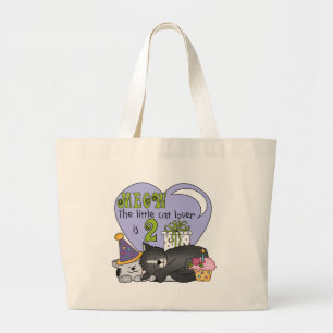Cat Lover 2nd Birthday Tshirts and Gifts Large Tote Bag