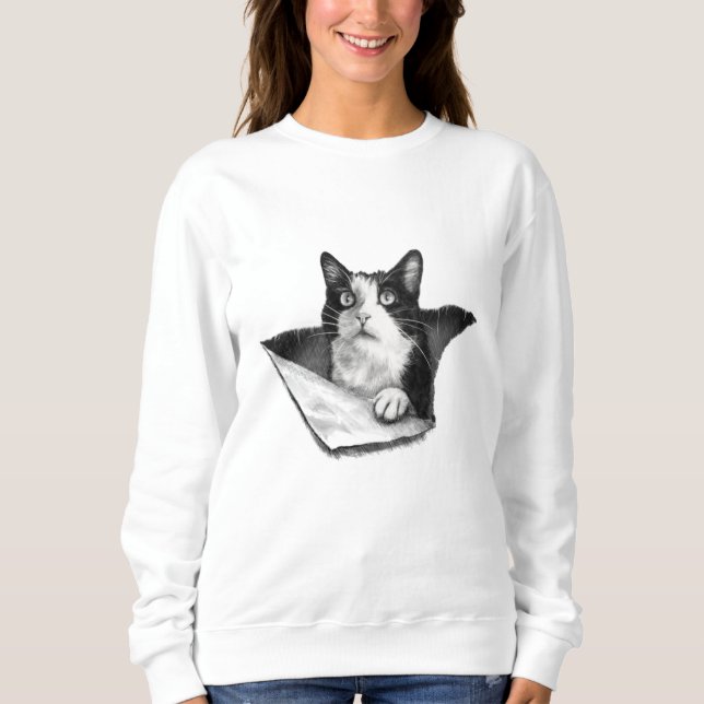 Cat Lover 3D Tuxedo Kitten Black and White Men Sweatshirt (Front)