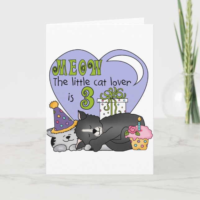 Cat Lover 3rd Birthday T shirts and Gifts Card (Front)
