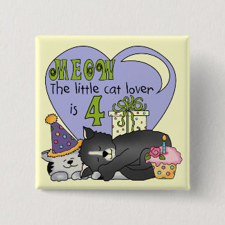 Cat Lover 4th Birthday  T-shirts and Gifts 15 Cm Square Badge