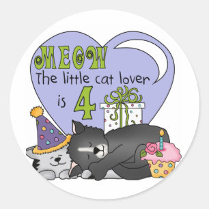 Cat Lover 4th Birthday T-shirts and Gifts Classic Round Sticker