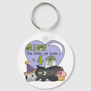 Cat Lover 4th Birthday T-shirts and Gifts Key Ring