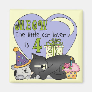 Cat Lover 4th Birthday T-shirts and Gifts Magnet
