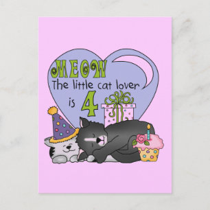 Cat Lover 4th Birthday T-shirts and Gifts Postcard