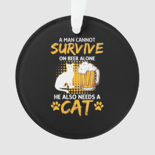 Cat Lover A Man With Beer And Cat Ornament