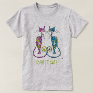 CAT LOVER    Abstract Sophisticated Fancy Cats T-Shirt