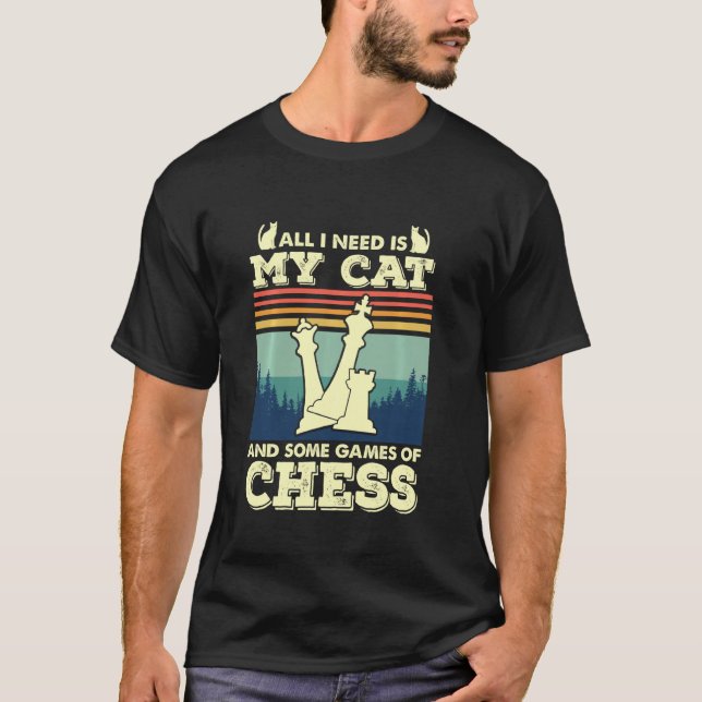 Cat Lover And Chess Player T-Shirt (Front)