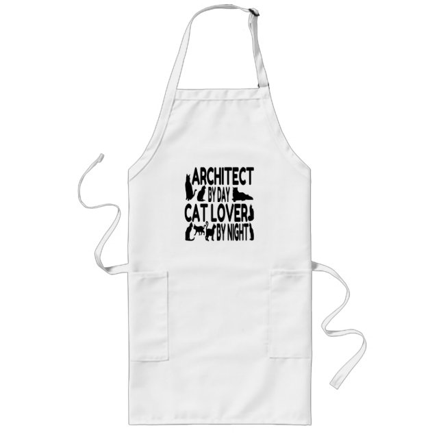 Cat Lover Architect Long Apron (Front)
