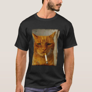 Cat Lover Cat Mum Cat Person Funny Cat Smoking Cig T-Shirt