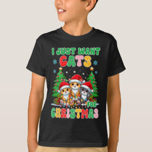 Cat Lover Cat Mum Christmas Xmas I Want Cats For C T-Shirt