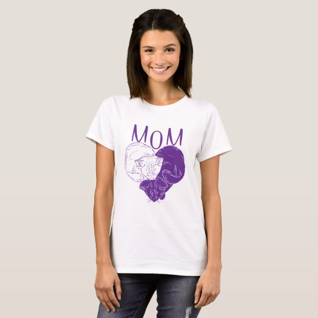 CAT LOVER  | Cat Mum Purple T-Shirt (Front Full)