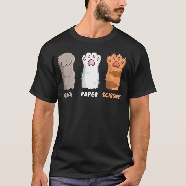 Cat Lover Cat Owner Funny Cat Rock Paper Scissors T-Shirt (Front)