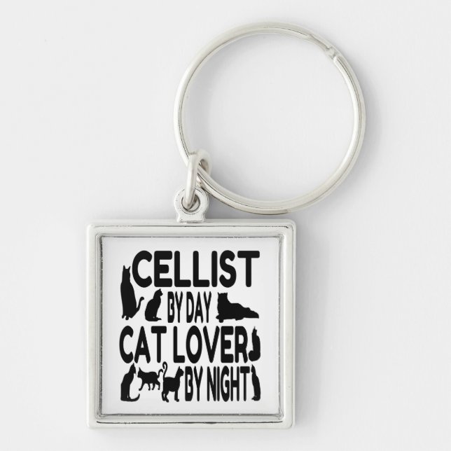 Cat Lover Cellist Key Ring (Front)