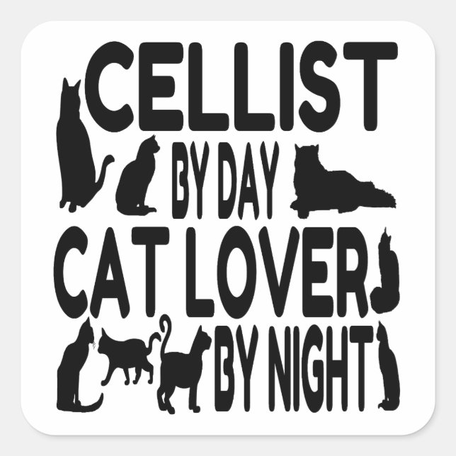 Cat Lover Cellist Square Sticker (Front)