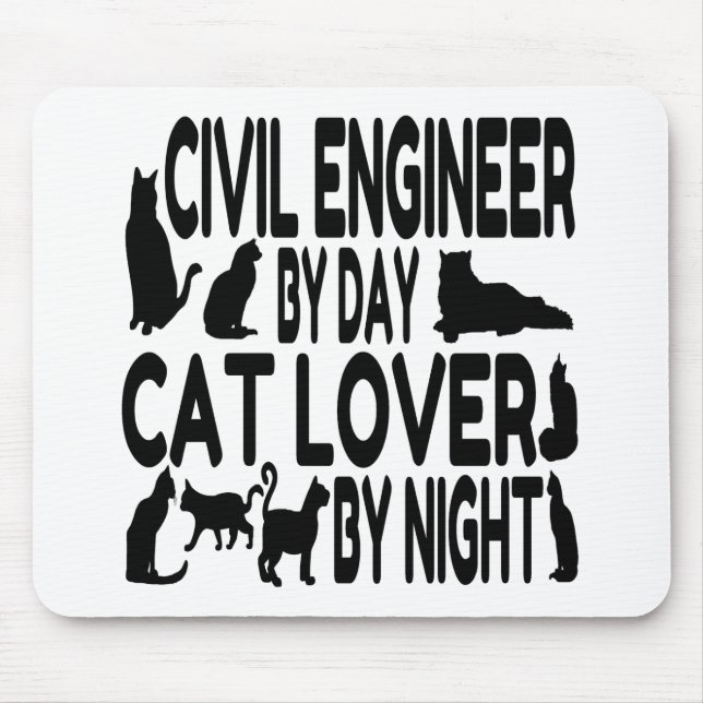 Cat Lover Civil Engineer Mouse Pad (Front)