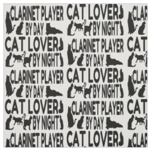 Cat Lover Clarinet Player Fabric