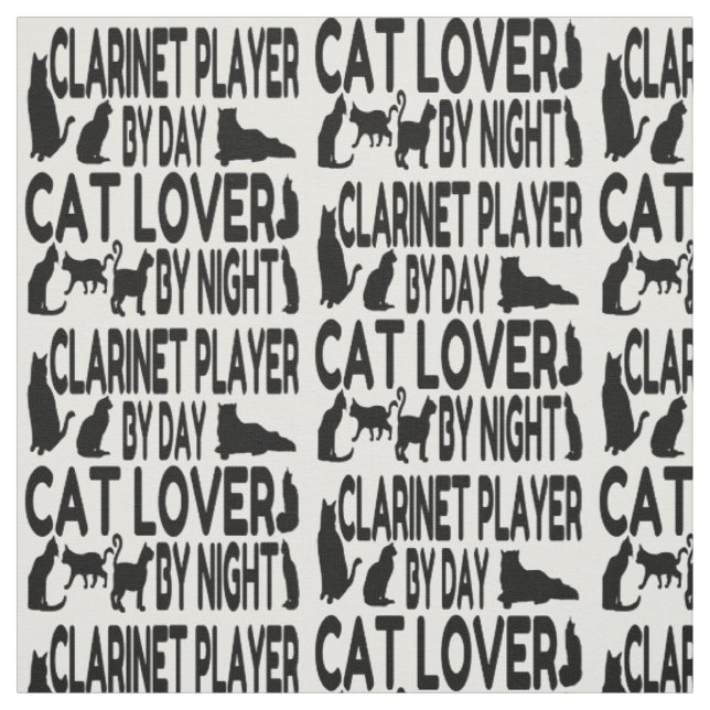 Cat Lover Clarinet Player Fabric (Swatch)