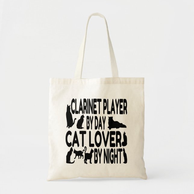 Cat Lover Clarinet Player Tote Bag (Front)