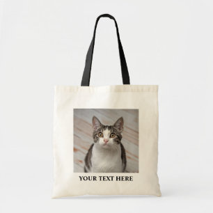 Cat Lover Custom Photo and Name Personalised Tote Bag
