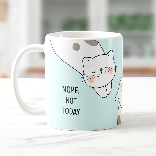 Cat Lover Cute Lazy Cat Personalised Name Blue Mug (Cute Lazy Cat Cat Lover Name Blue Mug)