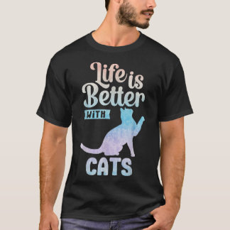Cat Lover Cute Life Is Better With Cats Cat Mum  T-Shirt