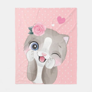 Cat Lover Cute Little Kittens Fleece Blanket