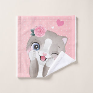 Cat Lover Cute Little Kittens Wash Cloth