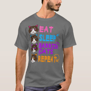 Cat Lover Design Eat Sleep Cat Warrior Repeat Cute T-Shirt
