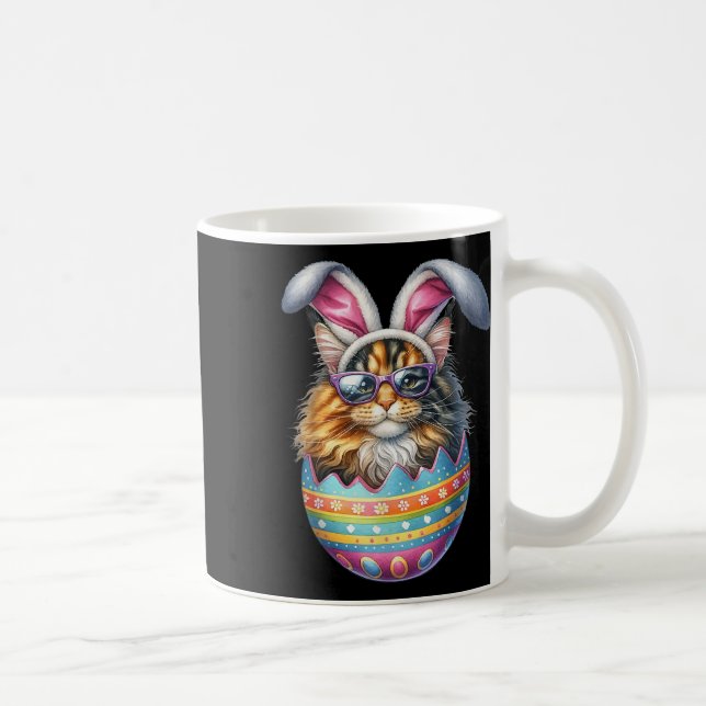 Cat Lover Easter Egg Happy Easter Bunny Ears  Coffee Mug (Right)