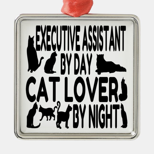 Cat Lover Executive Assistant Metal Tree Decoration (Front)