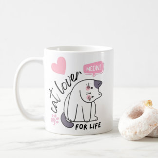 Cat Lover for Life - Pink Coffee Mug