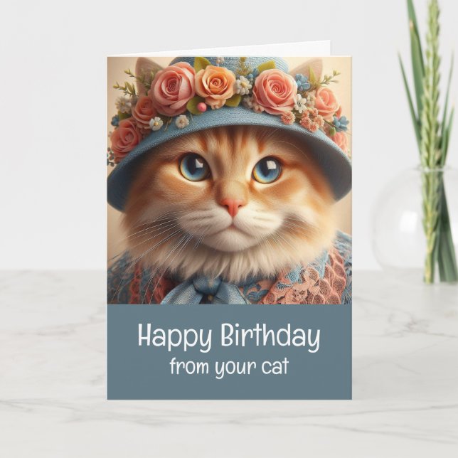 Cat Lover From Your Cat Cute Happy Birthday Card  (Front)