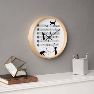 Cat Lover Funny Pianist Piano Lover  Clock