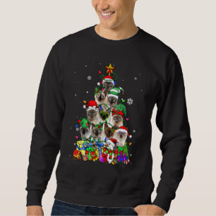 Cat Lover Funny Siamese Tree Christmas Light Sweatshirt