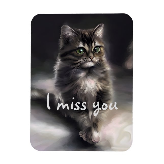 Cat lover gift Grey cat I miss you Magnet (Vertical)