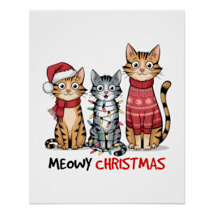 Cat Lover Gift Meowy Christmas Poster