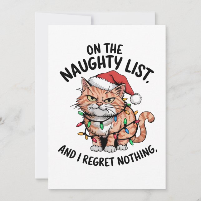 Cat Lover Gift On The Naughty List Invitation (Front)
