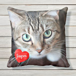 Cat Lover Gift - Pet Memorial - Cat Photo Cushion<br><div class="desc">Celebrate your best friend with a personalised Pet Pillow . Name will be showcased in a beautiful watercolor heart . Customise with your own photo , and name . See 'personalise this template' to change photo and name , and see 'Customise' for more custom options . Perfect gift for a...</div>